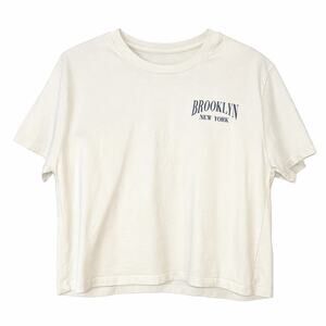 Brooklyn New York Cropped Graphic Tee Effortless City Girl Aesthetic Size M